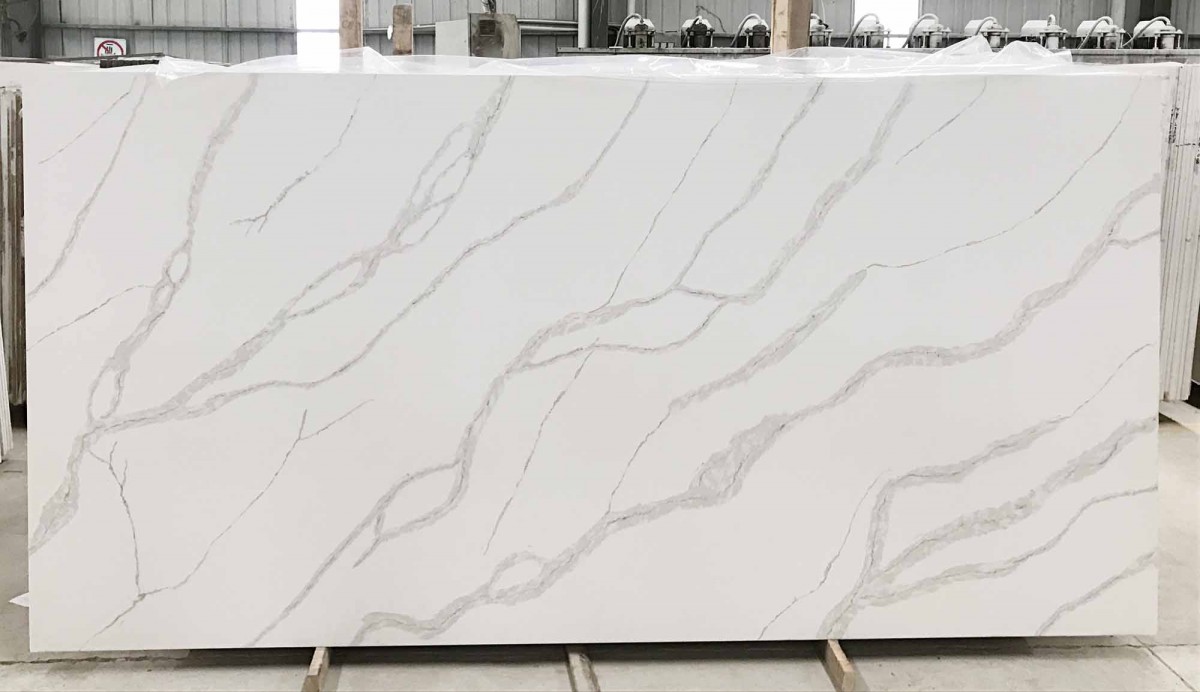 Calacatta White Verona (YMR118) quartz countertops Yomi Stone Company