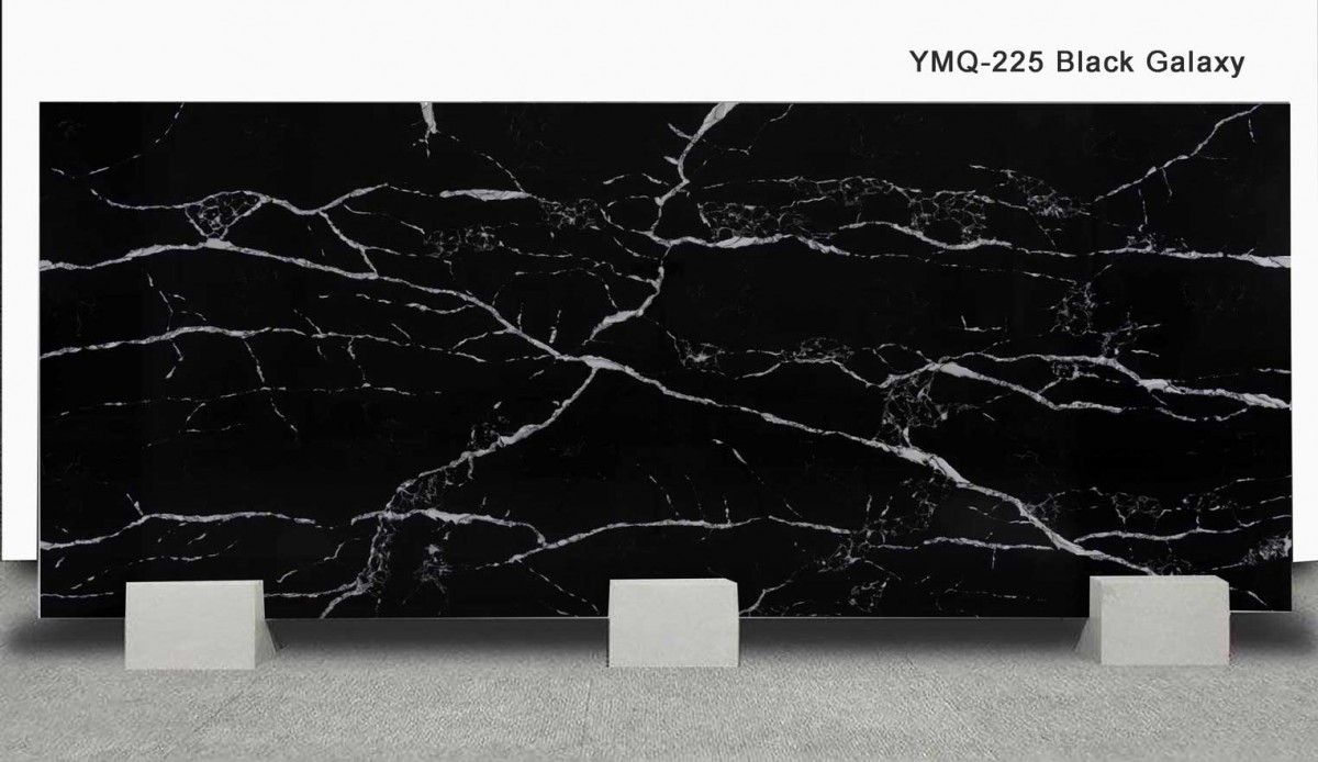 Black Galaxy Quartz Slabs (YMQ225) quartz countertops Yomi Stone